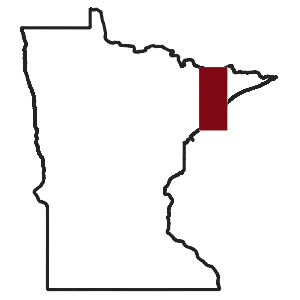 Map of Minnesota with extent of Lake County – Spring – 2019 data highlighted