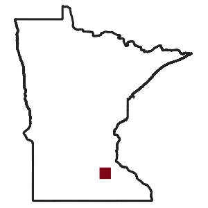 Map of Minnesota with extent of Rice County – Spring – 2023 data highlighted