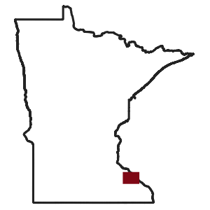 Map of Minnesota with extent of Wabasha County – Spring – 2025 data highlighted