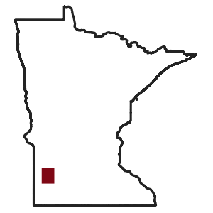 Map of Minnesota with extent of Lyon County – Spring – 2024 data highlighted